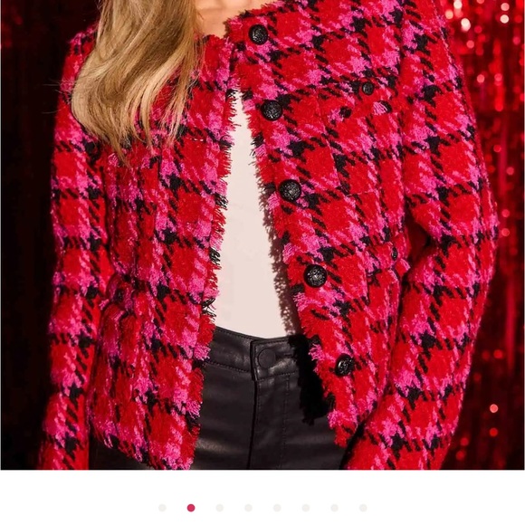 Chic Pink and Black Checkered Tweed Jacket - Picture 4 of 4